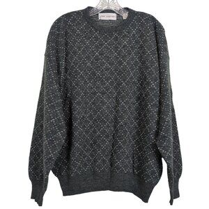 Vintage John Ashford Gray Patterned Knit long sleeve Sweater Acrylic‎ Wool sz XL